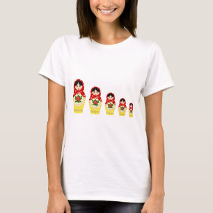 Rote russische matryoshka Verschachtelungspuppen T-Shirt