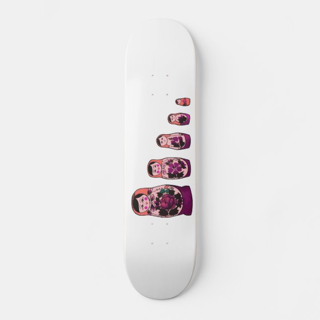 Rote russische Verschachtelungs-Puppen Skateboard (Vorderseite)