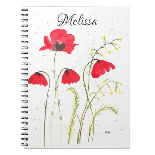 Rote rustikale Mohnblumen Blumen Wilde Mohnblume Notizblock