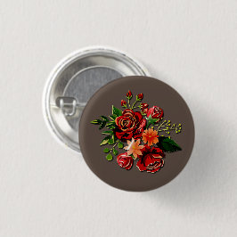 Rote rustikale Rose Blume Niedlich Vintagen 1960er Button