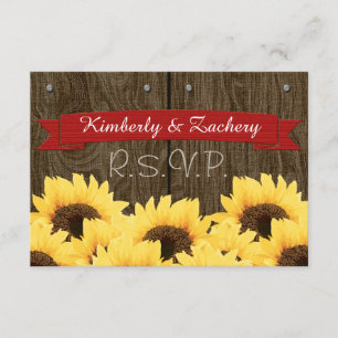 ROTE RUSTISCHE SUNFLOWER-RSVP-KARTE RSVP KARTE
