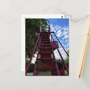 Rote Rutsche in Burlington, Iowa Treppen zu erklim Postkarte
