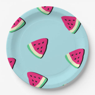 Rote, saftige Wassermelone-Muster Papierplatte Pappteller