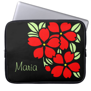 Rote Sakura japanisches Blumenkimono Laptopschutzhülle