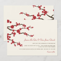 Rote Sakura Kirschblüten Moderne Hochzeit in Asien