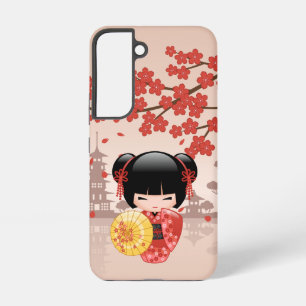 Rote Sakura Kokeshi Puppe - Japanische Geisha Samsung Galaxy Hülle