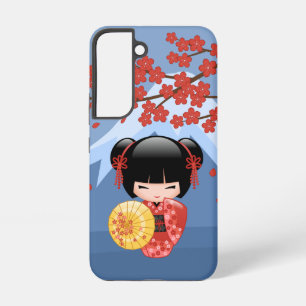Rote Sakura-Kokeshi-Puppe - Süßes Geisha-Mädchen Samsung Galaxy Hülle