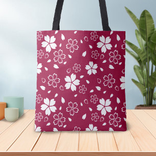 Rote Sakura-Muster-Tasche
