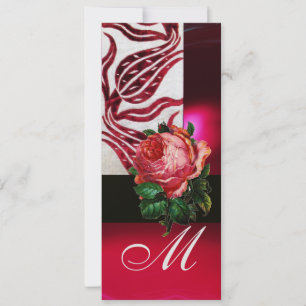 ROTE SAMT-TULPEN MONOGRAM Burgund Weiß Eis Einladung