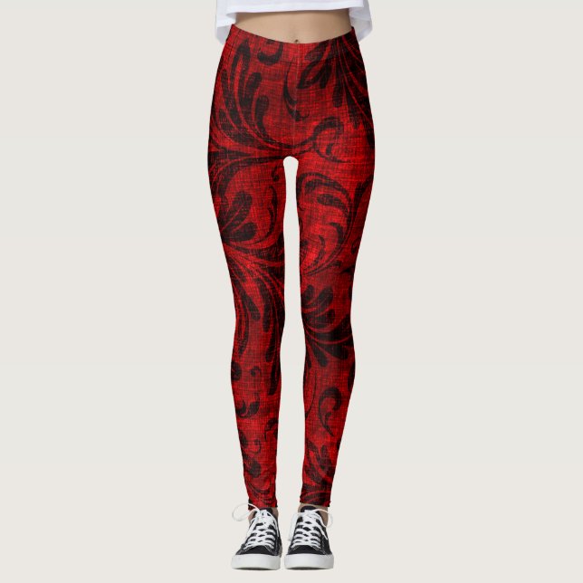Rote Samtleggings Leggings (Vorderseite)