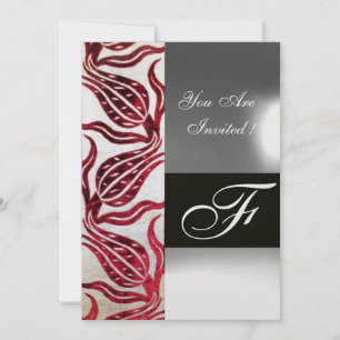 ROTE SAMTTULPE MONOGRAMM Bordeaux Weiß Eis Einladung