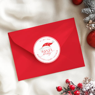 Rote Santa-Baby-Party Runder Aufkleber