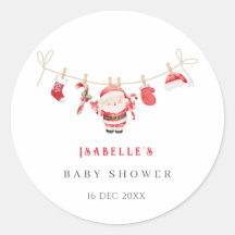Rote Santa Baby Weihnachten Baby Shower Aufkleber