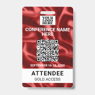 Rote Satin-Messe-Konferenzveranstaltung Ausweis