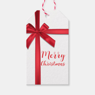 Rote Satin-Schleifen-Weihnachtsfeier Geschenkanhänger