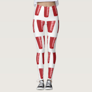 Rote Schalen-Bier Pong Leggings