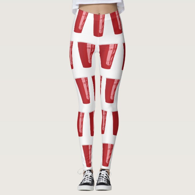 Rote Schalen-Bier Pong Leggings (Vorderseite)