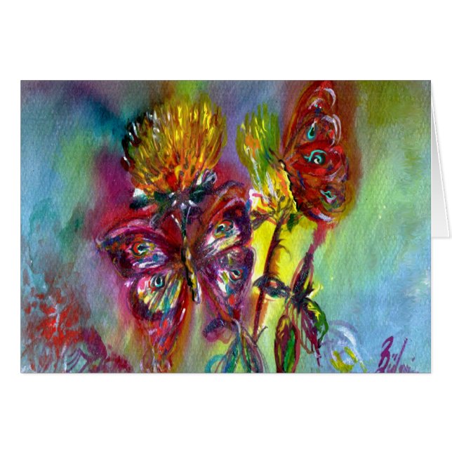 ROTE SCHALTFLÄDEN AUF GELBEN THISTEN, BLUE SKY Flo (Vorderseite (Horizontal))