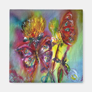 ROTE SCHALTFLÄDEN AUF GELBEN THISTEN, BLUE SKY Flo Magnet