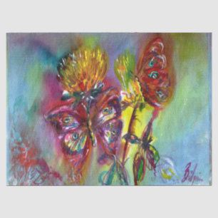 ROTE SCHALTFLÄDEN AUF GELBEN THISTEN, BLUE SKY Flo Seidenpapier