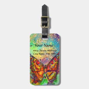 ROTE SCHALTFLY BLAUE GOLD GELBEN GLITZERN-MONOGRAM GEPÄCKANHÄNGER