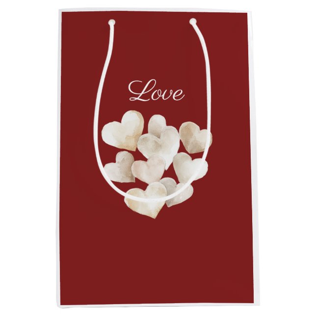 Rote Schamcreme-Herzen Liebe Mittlere Geschenktüte (Vorderseite)