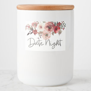 Rote Schamrot Florale Rosen Date Night Glas Lebensmitteletikett