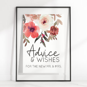 Rote Schamröte-Blumenrosen Elegante Ratschläge Wün Poster