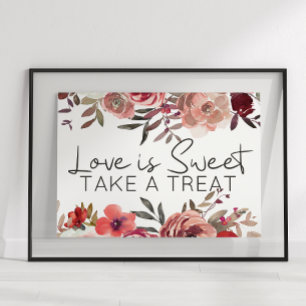 Rote Schamröte Florale Rosen Liebe ist süß Gefalle Poster