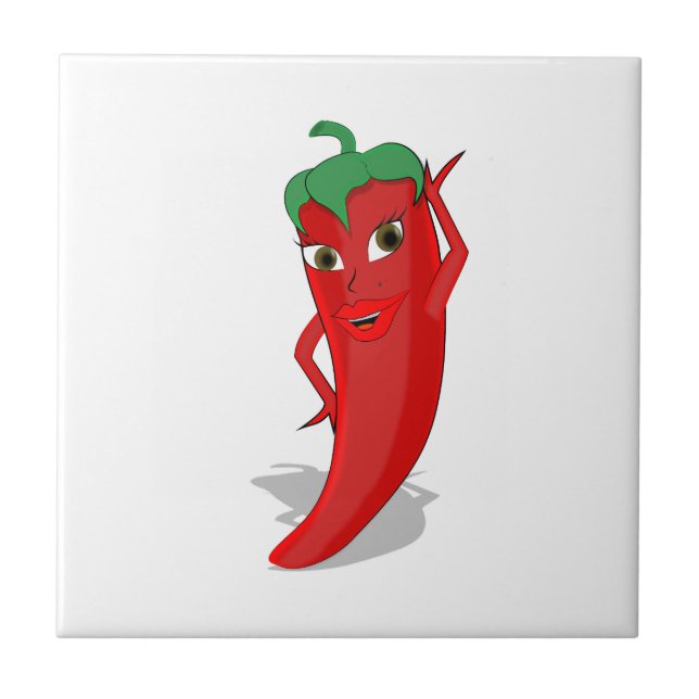 Rote scharfe Pfeffer-Diva Fliese (Vorderseite)