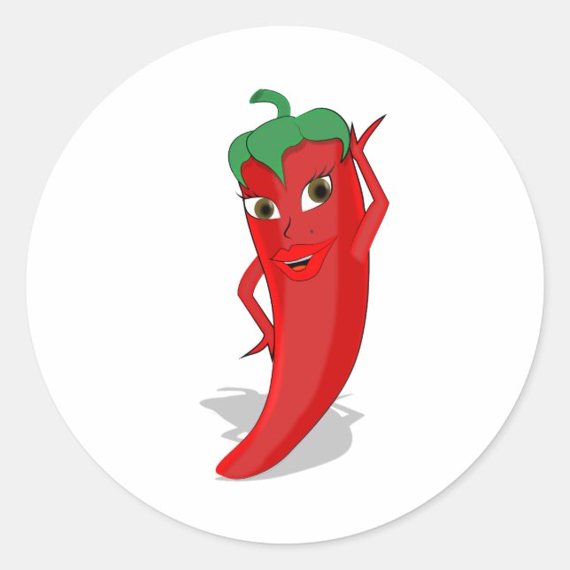 Rote scharfe Pfeffer-Diva Runder Aufkleber (Vorderseite)