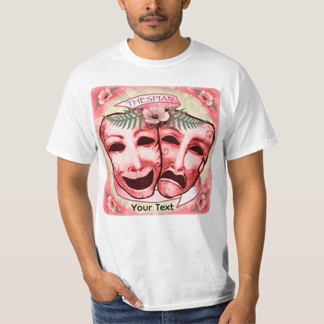 Rote Schauspielermasken T-Shirt (Vorderseite)