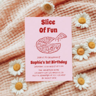 Rote Scheibe Spaß Pizza Erster Geburtstag Einladung