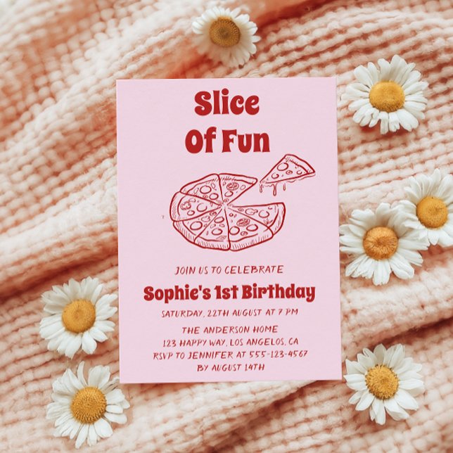 Rote Scheibe Spaß Pizza Erster Geburtstag   Einladung (Von Creator hochgeladen)