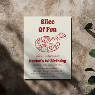 Rote Scheibe Spaß Pizza Erster Geburtstag Einladung