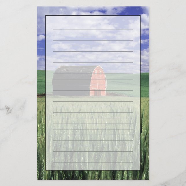 Rote Scheune auf dem Weizen- u. Gerstengebiet in Briefpapier (Vorderseite)