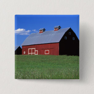 Rote Scheune in Latah County, Idaho-Staat Button