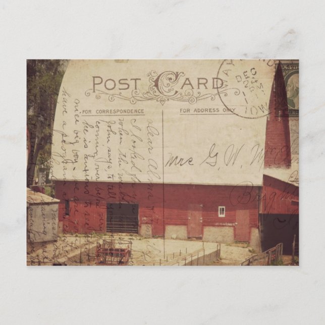 Rote Scheune Postkarte Digitale Kunst (Vorderseite)