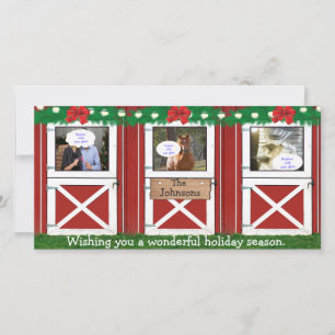 Rote Scheunentür individuell gestaltete Fotokarte  Feiertagskarte