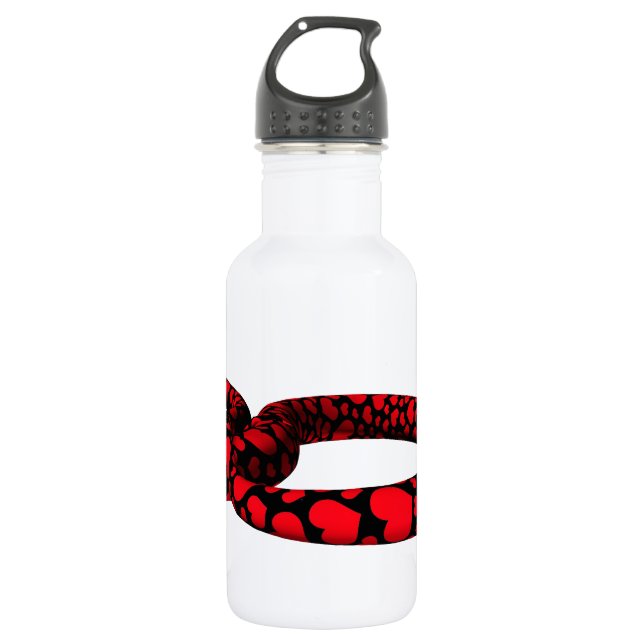 Rote Schlange mit Herz Trinkflasche (Vorderseite)