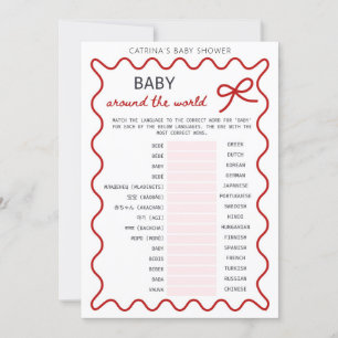 Rote Schleife Baby Shower - Bearbeitbarer Name, 5x Einladung