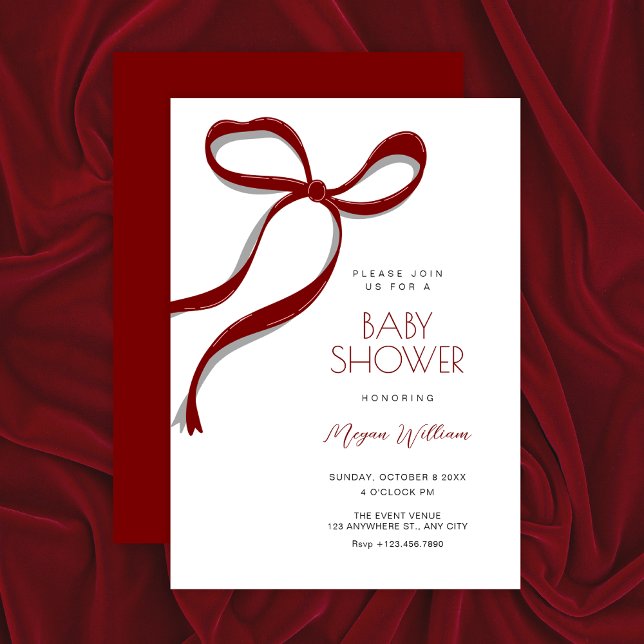 Rote Schleife Baby Shower Einladung (Von Creator hochgeladen)
