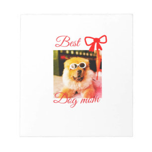 Rote Schleife beste Hundemutter Vater Foto Hund/Ha Notizblock