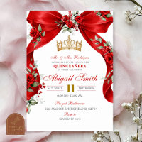 Rote Schleife Coquette Krone Florale Quinceanera E