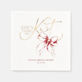 Rote Schleife - Hochzeitsbrause Serviette