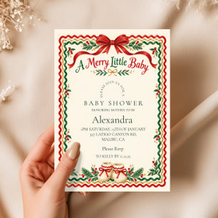 Rote Schleife Merry Little Baby Shower Einladung
