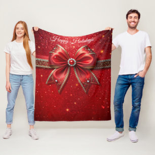 Rote Schleife mit Perlen und Juwelen Fleece