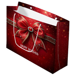 Rote Schleife mit Perlen und Juwelen Geschenktasch Große Geschenktüte