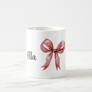 Rote Schleife personalisiert Kaffeetasse
