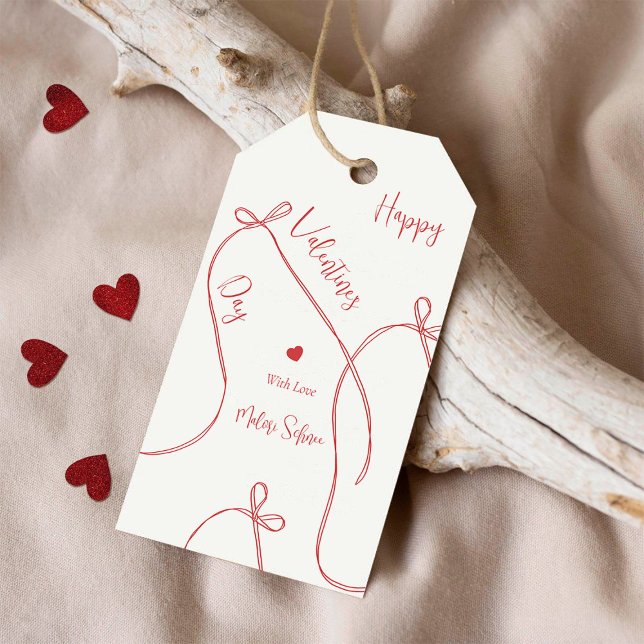 Rote Schleifenbögen – Modernes Frohes Valentinstag Geschenkanhänger (Von Creator hochgeladen)